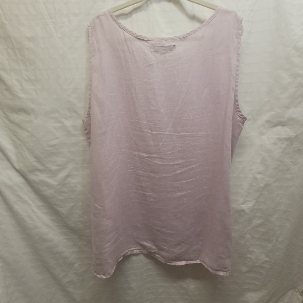 Flax Womens Oversized Linen Tank Top Lavender Pink Sleeveless Scoop Neck L - Picture 4 of 16